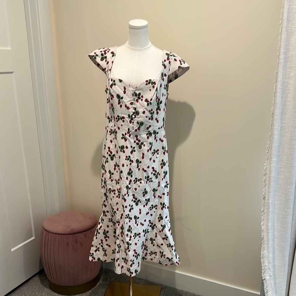 Anthropologie Black and White Flutter Sleeve Midi Dress